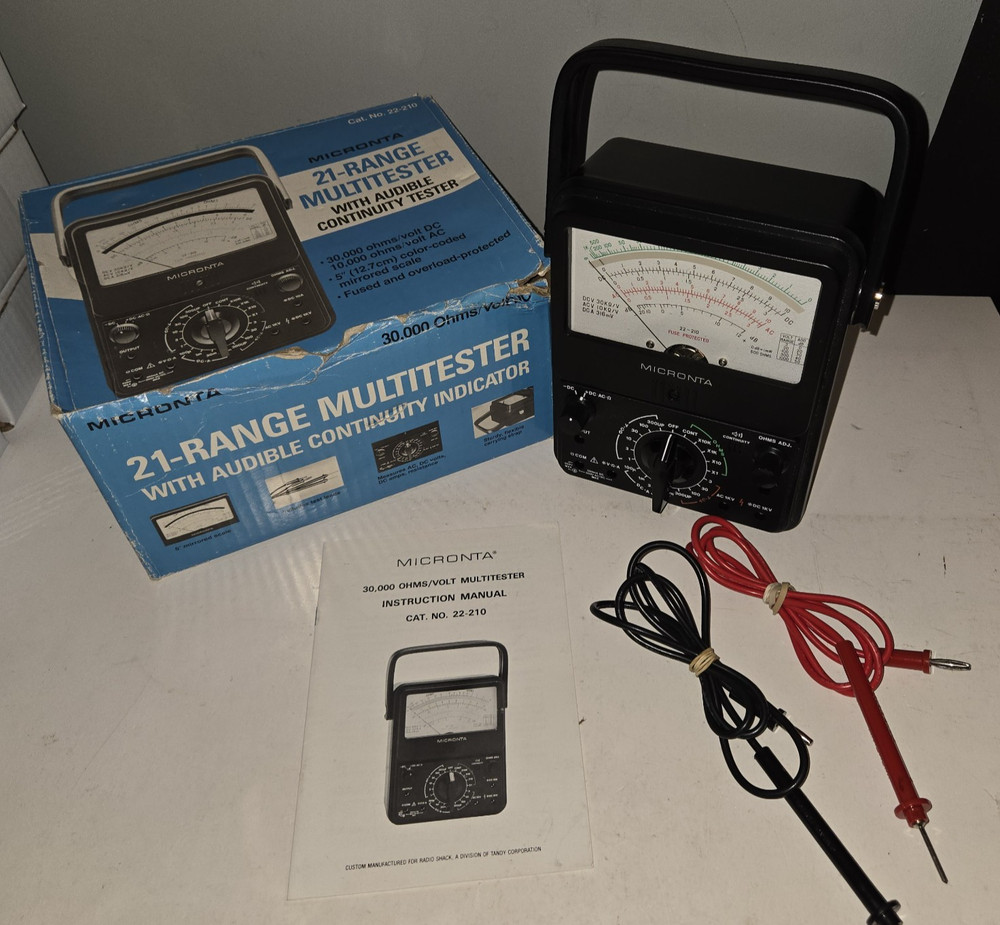 Micronta 22-210 Analog Voltage Ohm Multi-Meter Audible Continuity AC/DC - Tested