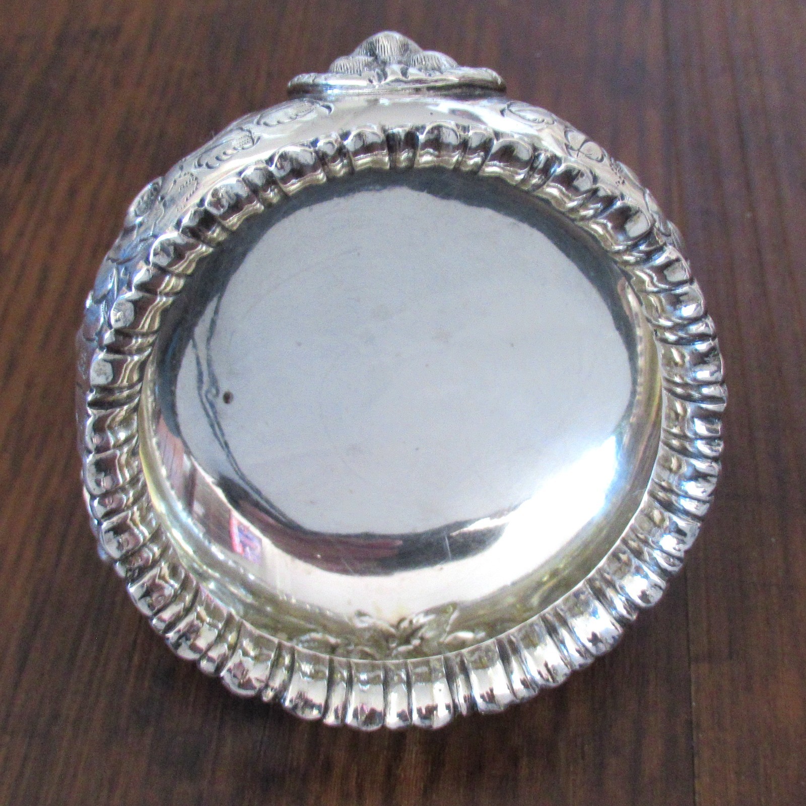 Antique Mappin & Webb Sterling Silver Salt Cellar 3 Footed Lions Head Floral 925
