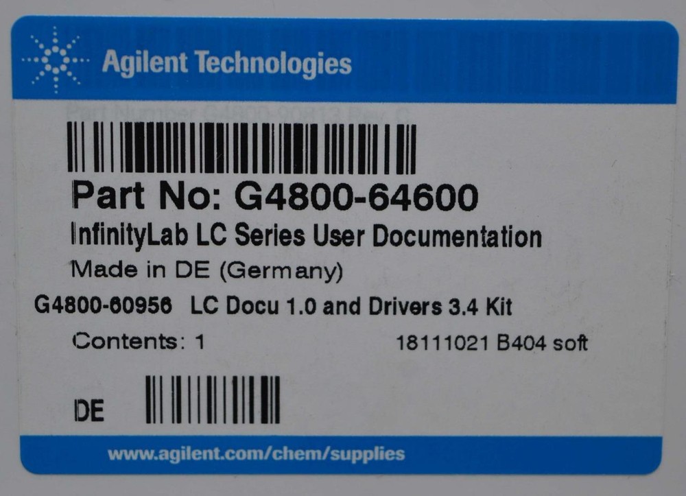 Agilent InfinityLab LC Series User Documentation G4800-64600 ++ Sealed ++