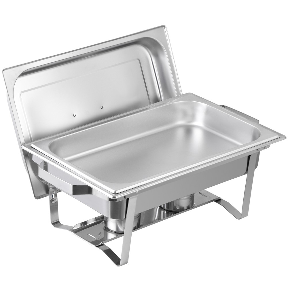 4PCS Stainless Steel Rectangular Chafing Dish Set Dish Buffet Trays 8QT Durable