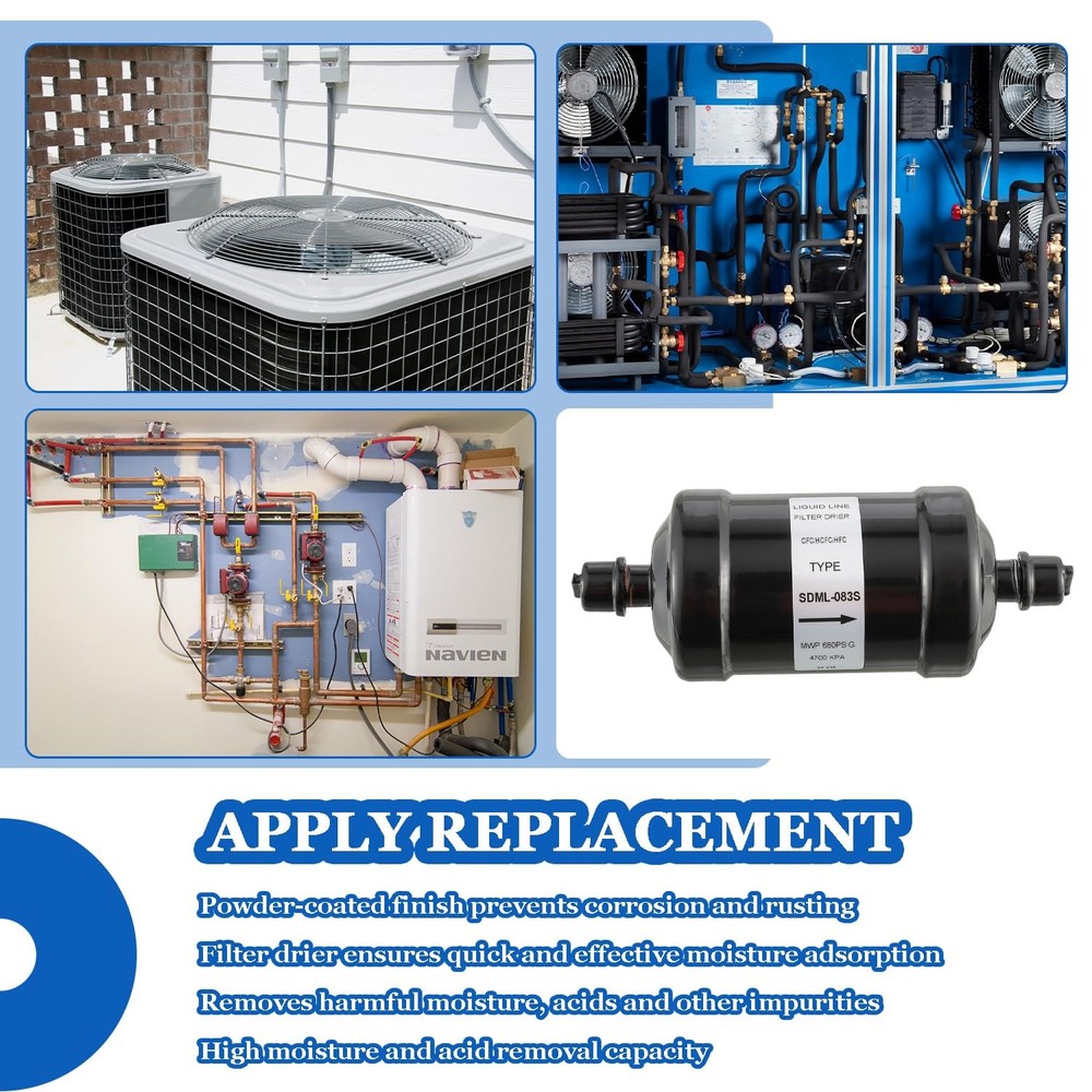 BOJACK Single Flow Refrigerant Filter Dryer Flow(SDML-083S 3/8")