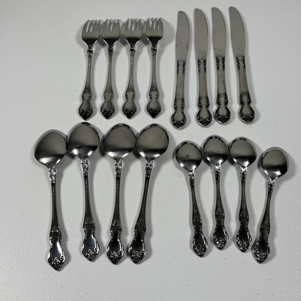Easterling Valhalla Stainless Flatware Set 16 Pieces Fork Knife Spoon Vintage