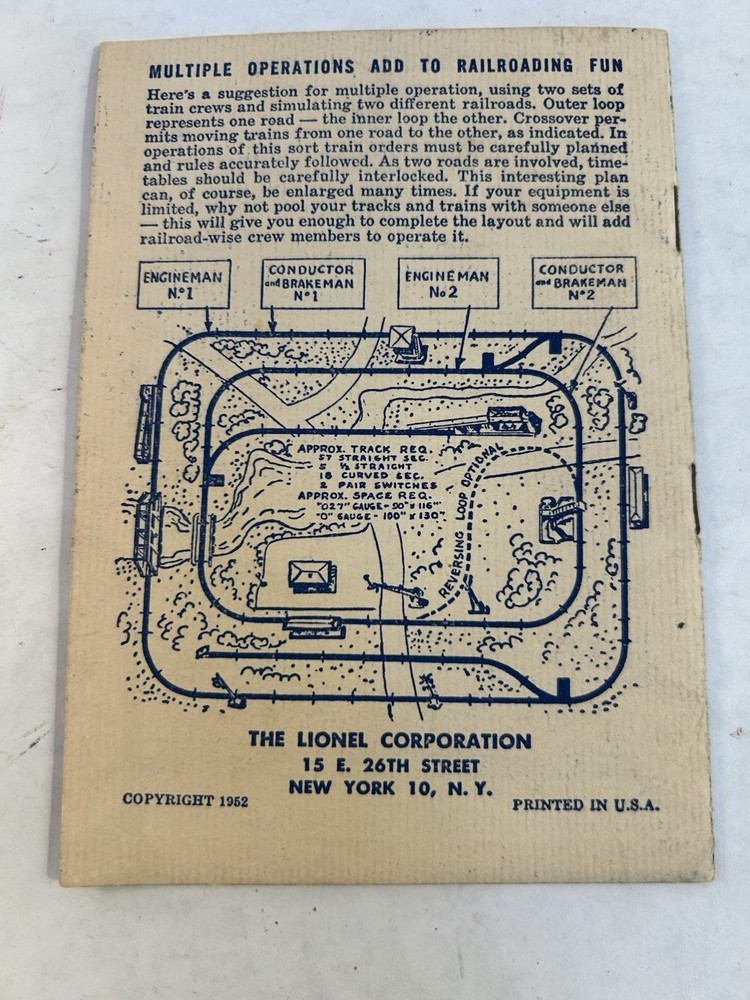 Official Rules For Model Railroading by Lionel - 1952