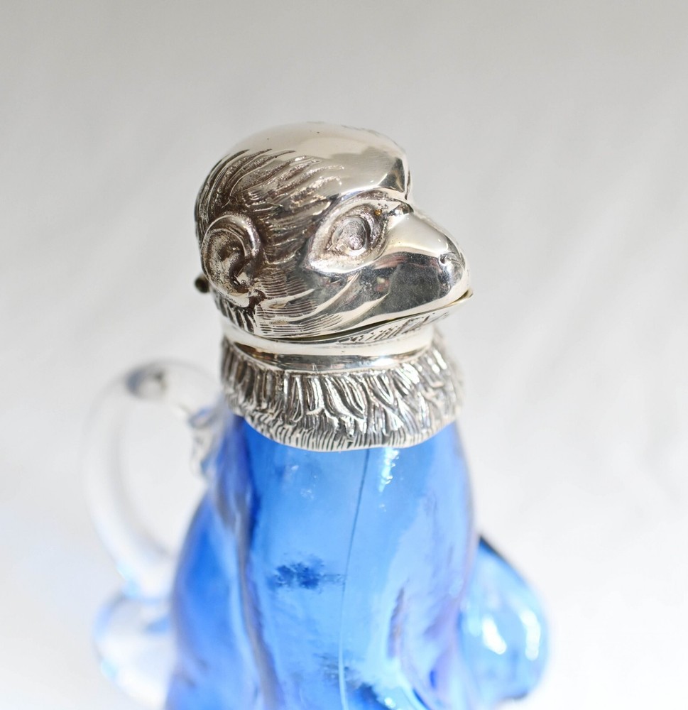Silver Plate Monkey Glass Jug Decanter