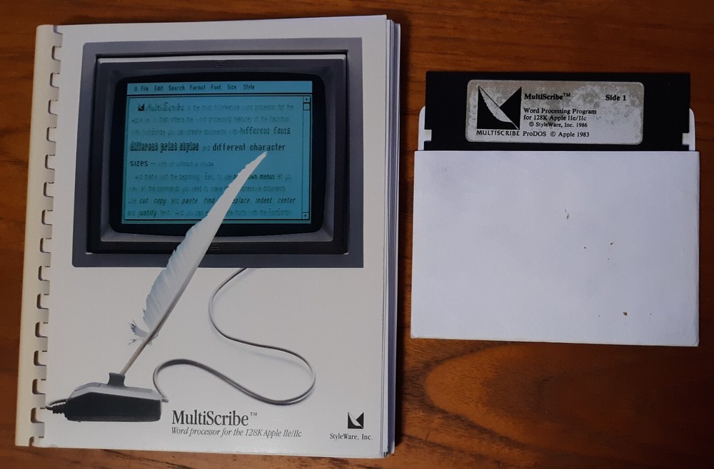 MultiScribe Word Processor by StyleWare for Apple IIe 128K, IIc, IIgs with Mouse