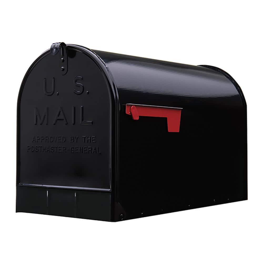 Post Mount Mailbox Black Extra Large Rust-Resistant Steel Adjustable Door Latch