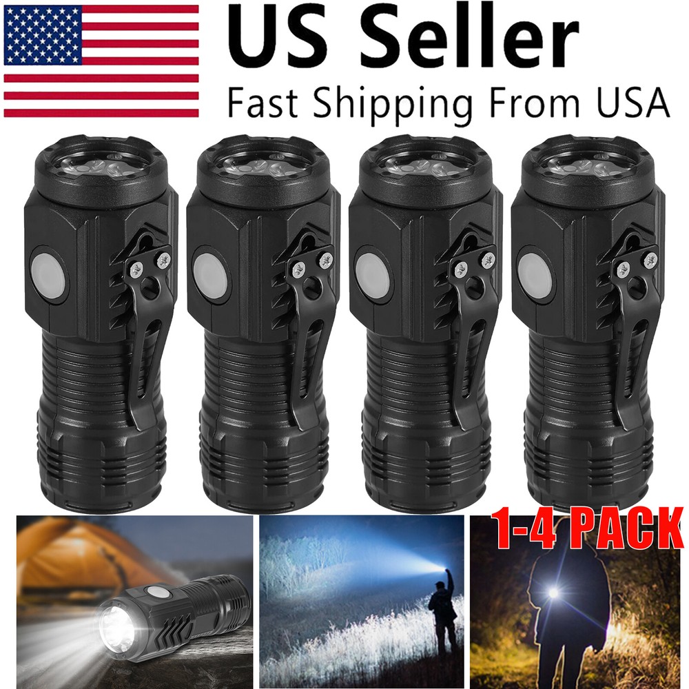 1-4X Super Bright LED Tactical Flashlight USB Rechargeable Lamp 5 Modes Light US