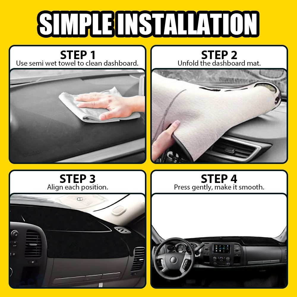 Dashboard Dash Board Cover Mat Carpet For 2007-2013 Chevrolet Silverado Black