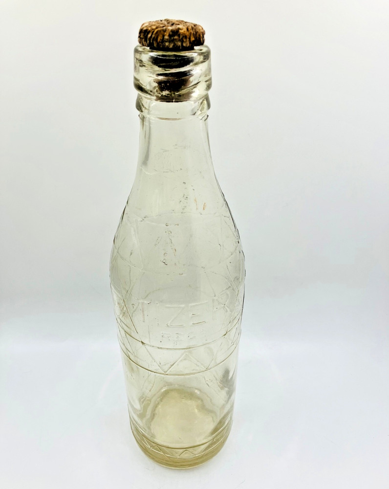 Antique Tizer Clear Bottle with Triangular Pattern in Excellent Condition - 1924