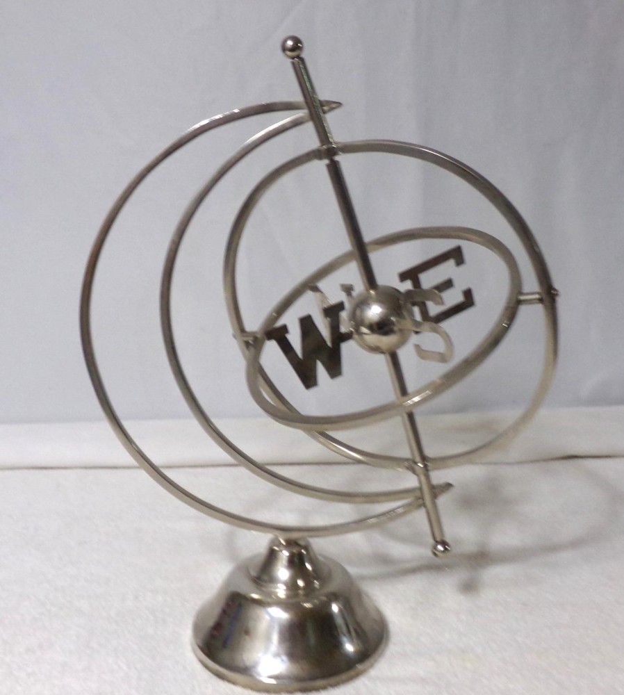 Mid Century Modern Chrome Compass Rose Armillary Globe