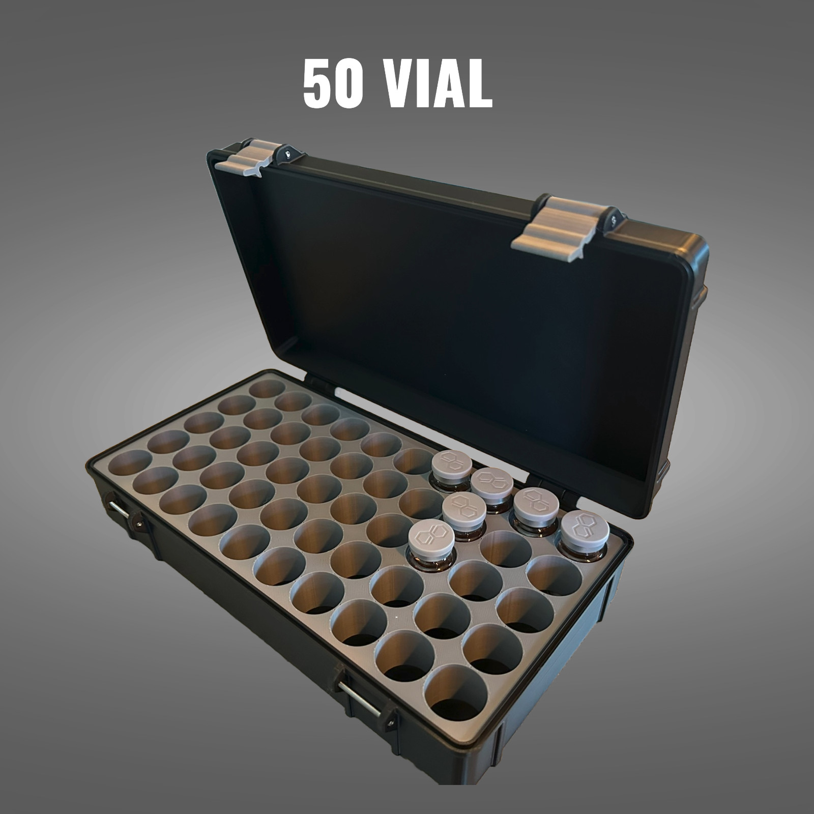 10ml Vial Storage Case – TRT & HRT Organizer | 6–50 Slot | Fits 55mm x 24mm
