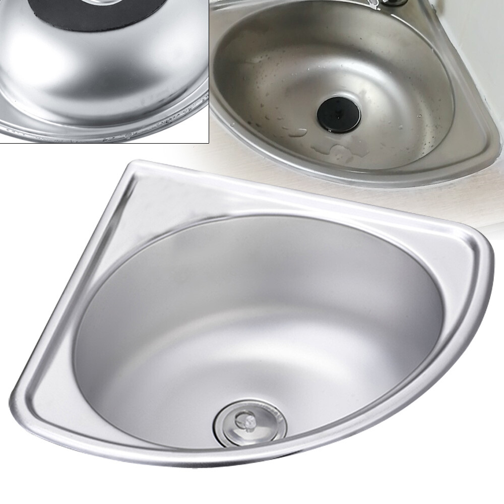 Stainless Steel Triangle Corner Basin Thick Small Sink Wall Mounted Single Bowl
