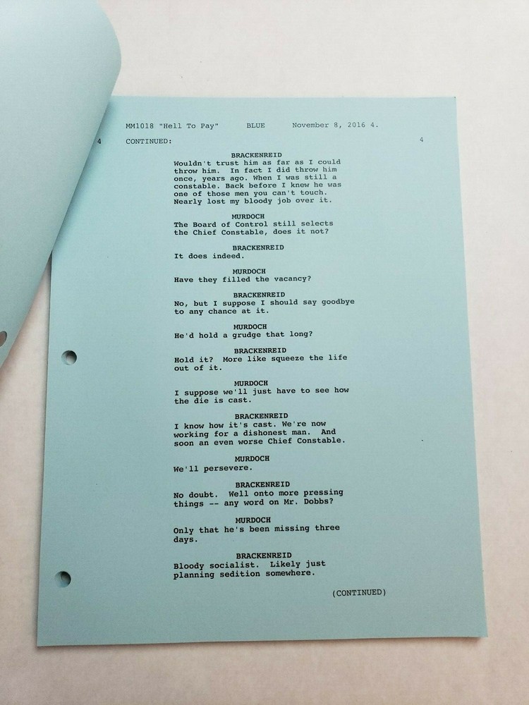 MURDOCH MYSTERIES / Peter Mitchell 2016 TV Script, JONNY HARRIS "Hell to Pay"