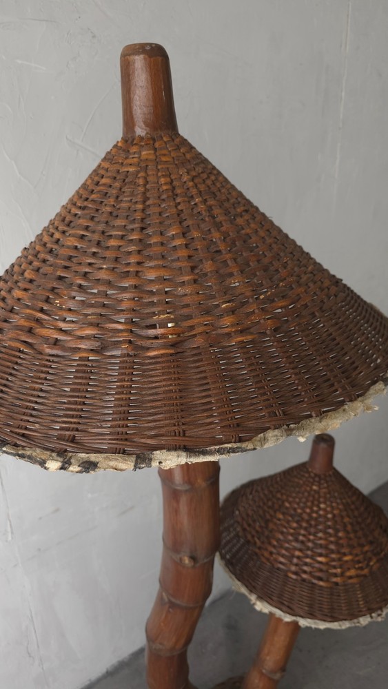1950s Large Scale Bamboo Floor Lamp
