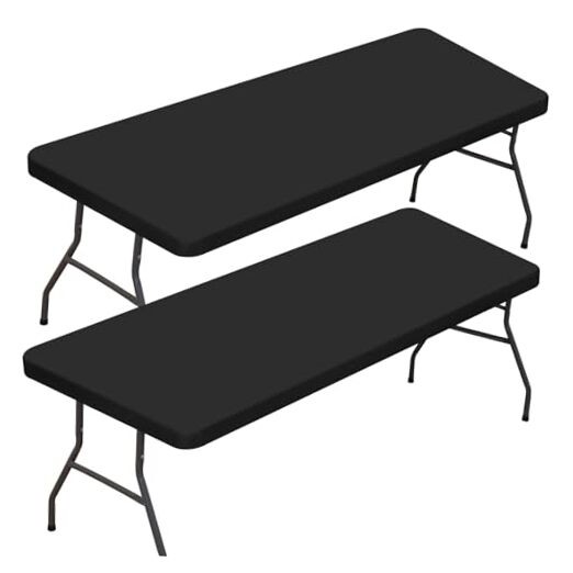 2 Pack Rectangle Fitted Table Covers for 6 Rectangular 30" x 72" (2Pack) Black