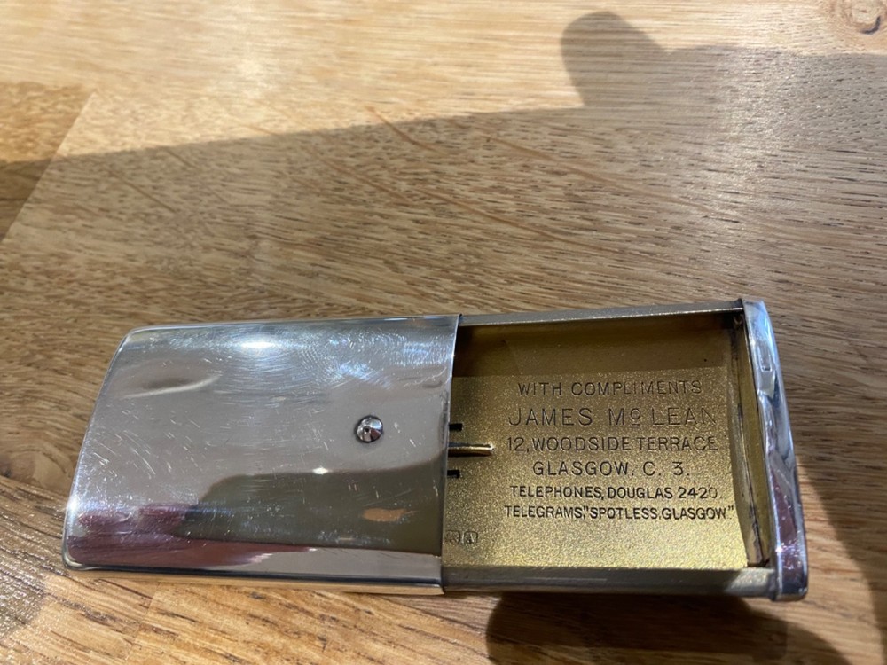 ANTIQUE SOLID SILVER ADVERTISING (BOOKMAKERS) VESTA CASE B’HAM 1925 (48g)