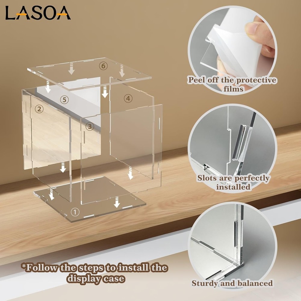 Acrylic Display Case for Collectibles – Clear Display Box with Mirrored Back ...