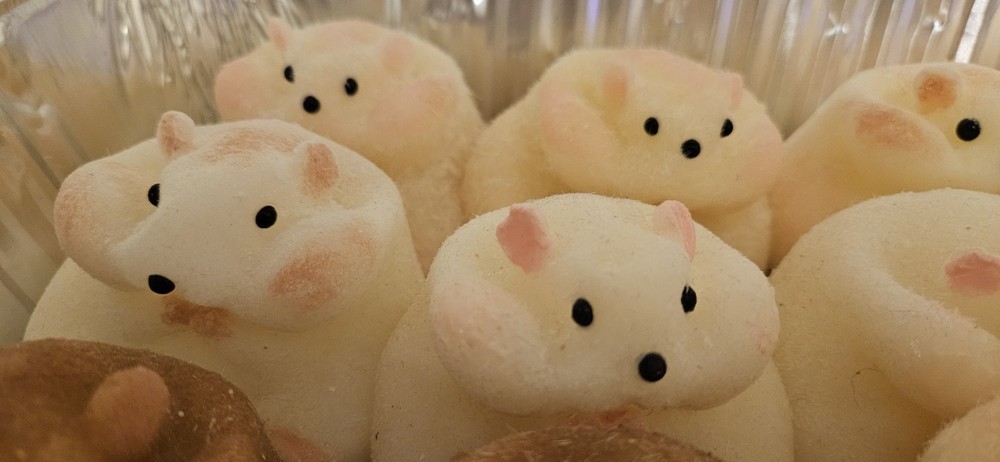 1 Piece Hamster Taba Squishy- White- With Flocking Powder. Handmade