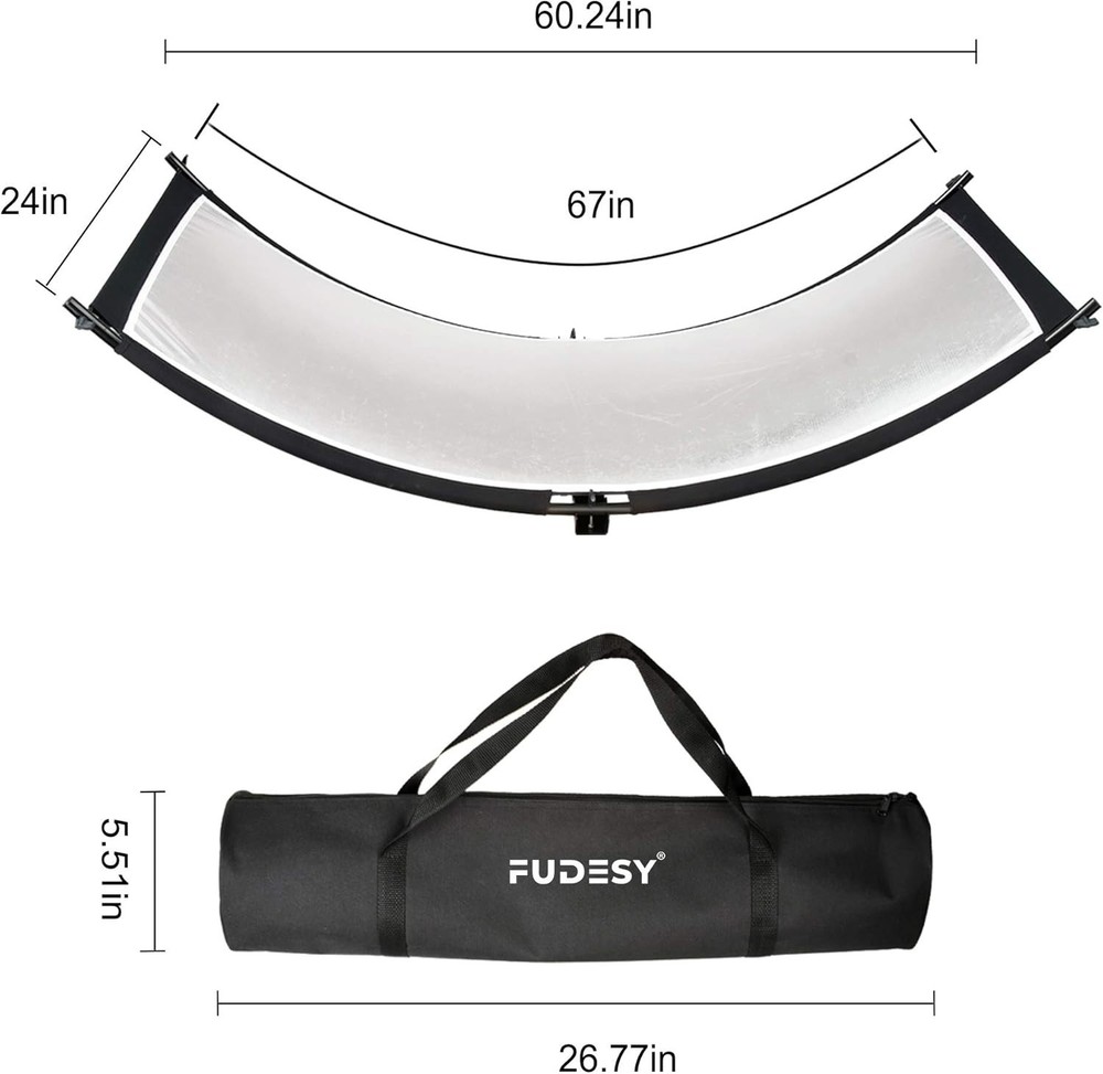 Clamshell Light Reflector/Diffuser,67"x24" Curved Photography Lighting Reflec...
