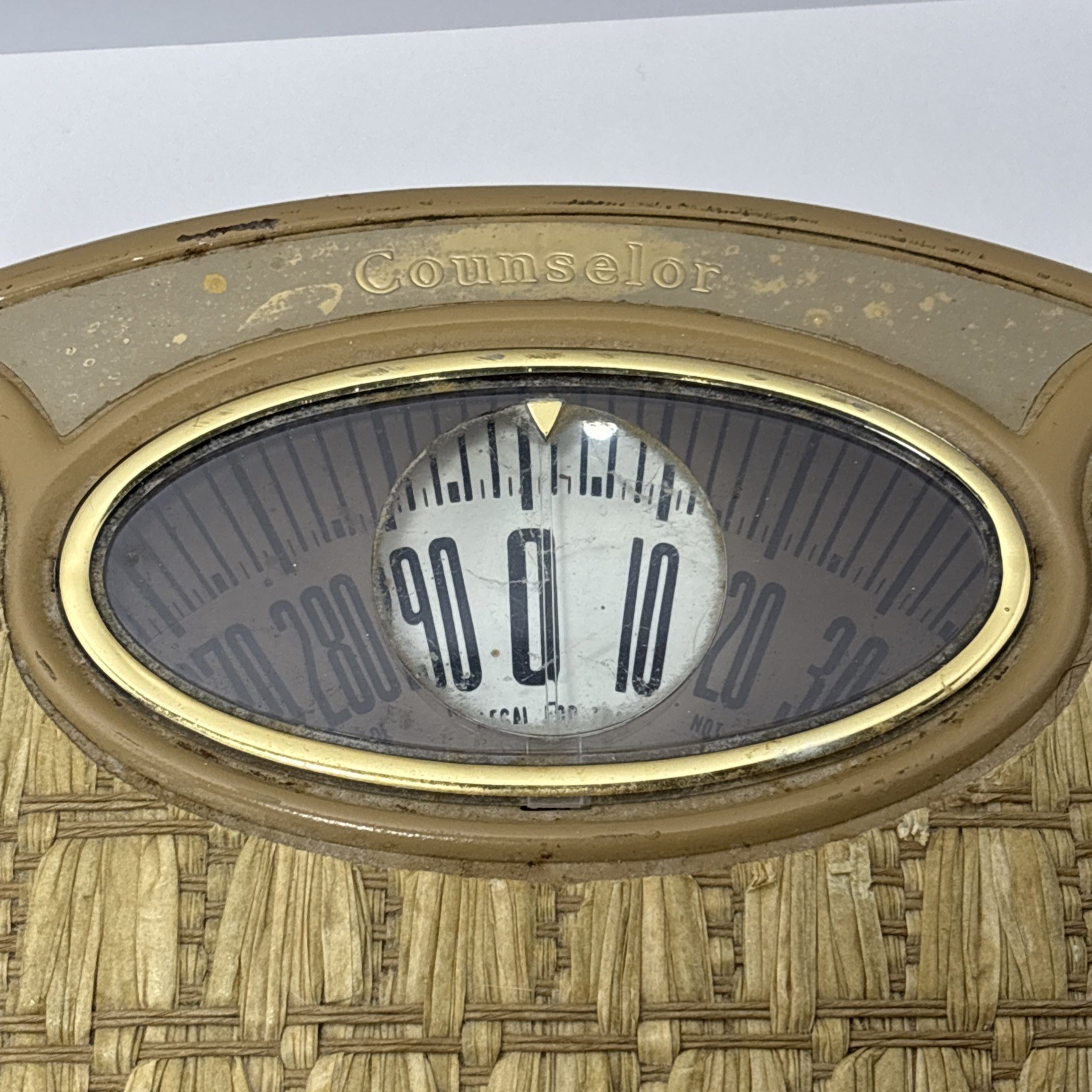 VTG Counselor Oval Bubble Viewer Bathroom Scale Mid Century Modern Rattan - USA