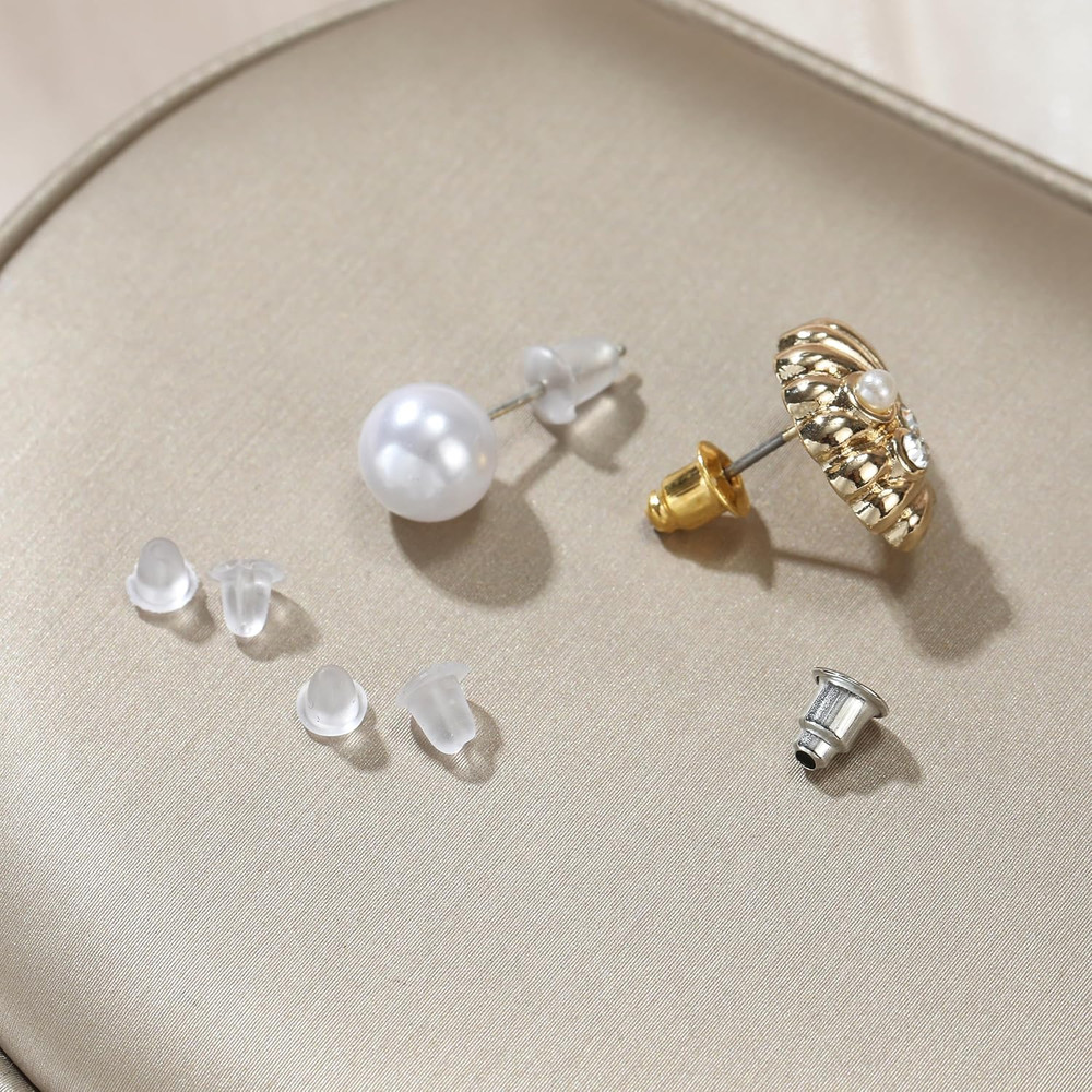 600 Pcs Earring Backs for Studs, Clear Plastic and Rubber Replacement Kits