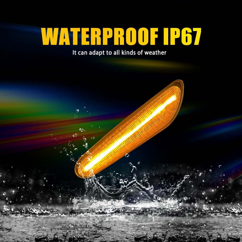 For BMW E60 E82 E90 E92 E83 E46 LED Side Marker Turn Signal Lights Dynamic Amber