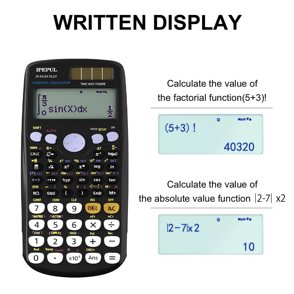 Scientific Calculator 417 Function Solar Battery 4-Lines Display Black 991ES