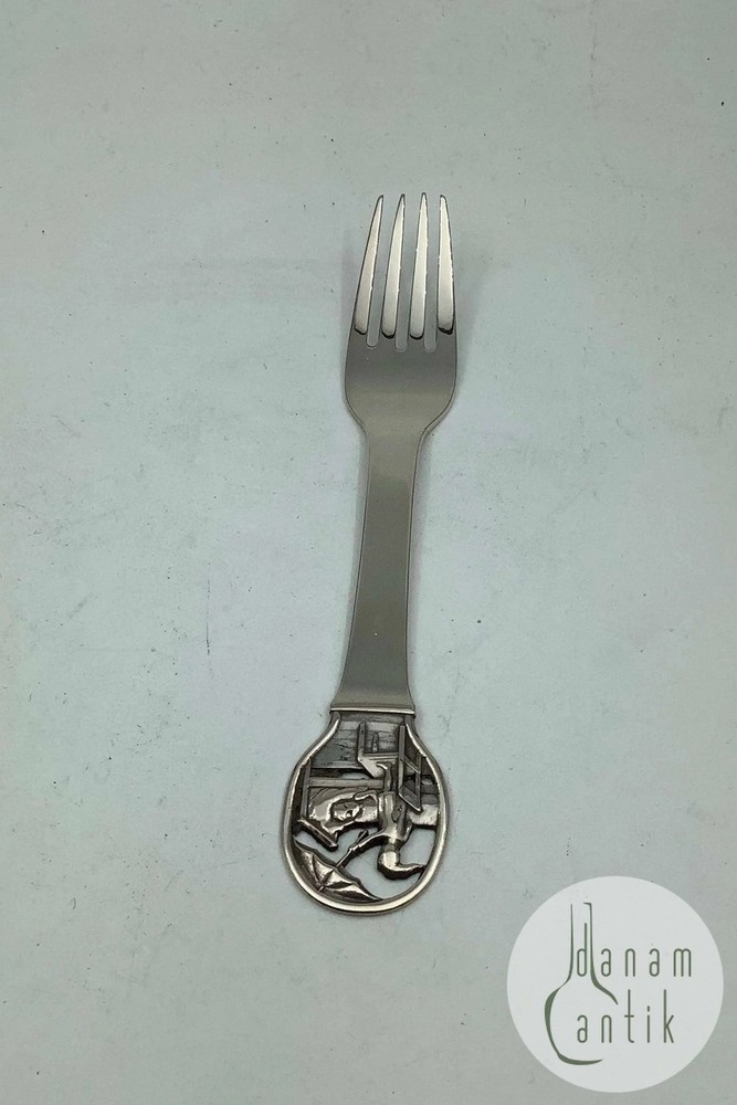 Children's fork in silver the Sandman