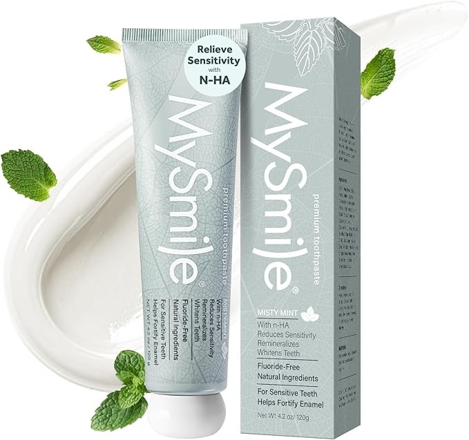 MySmile Nano Hydroxyapatite Toothpaste Fluoride Free Sensitive Relief Mint 4.2oz