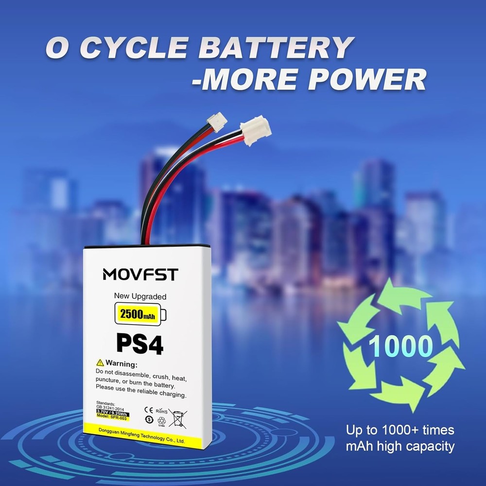 2Pcs PS4 PS4 Pro Controller Battery Replacement 2500mAh High Capacity