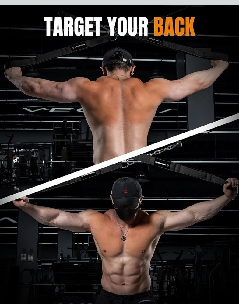 Gym Tricep Rope Cable Attachment Greater Range Motion Pull Down Back Face Pulls