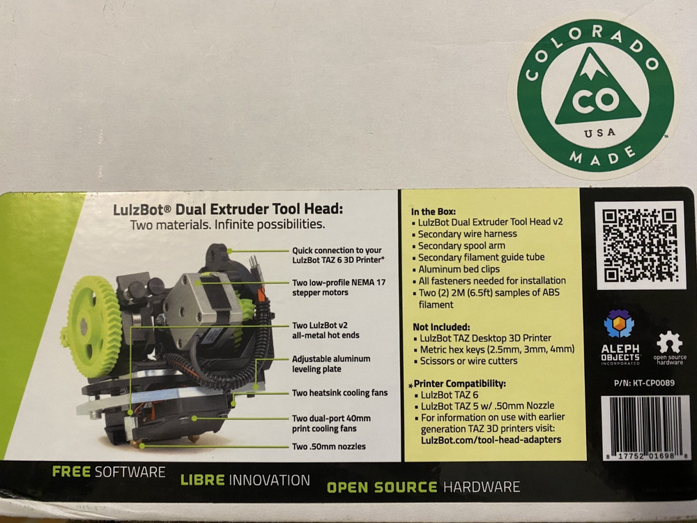 Lulzbot Dual Extruder Tool Head v2