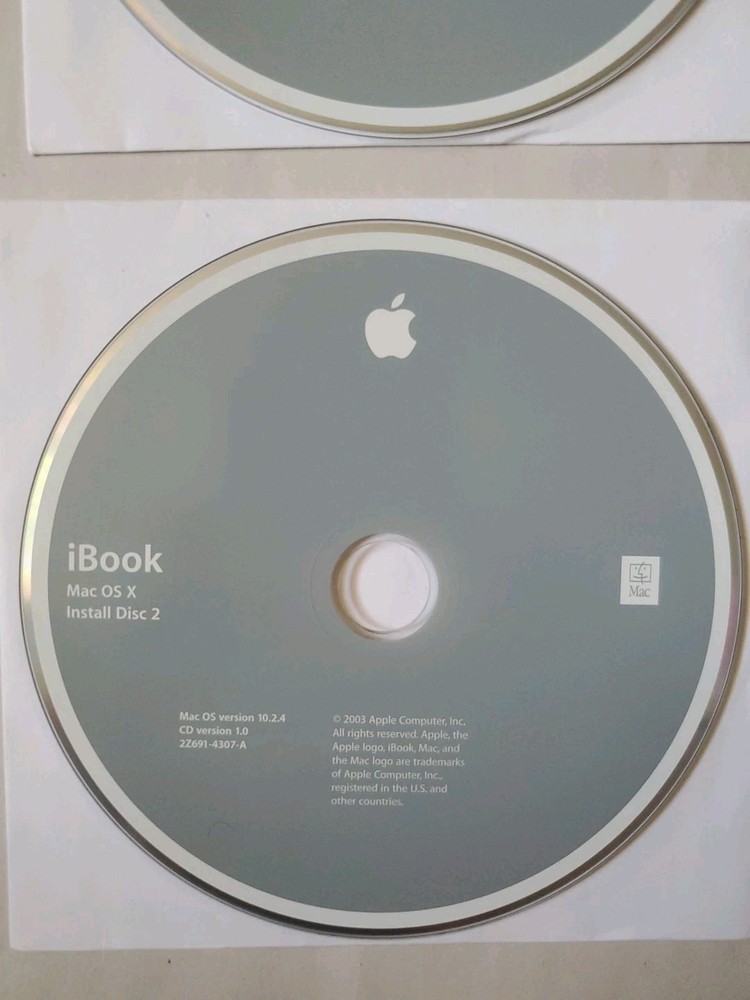 2002 Macintosh iBook Mac OS X 10.2.4 Discs Operating System Install CDs