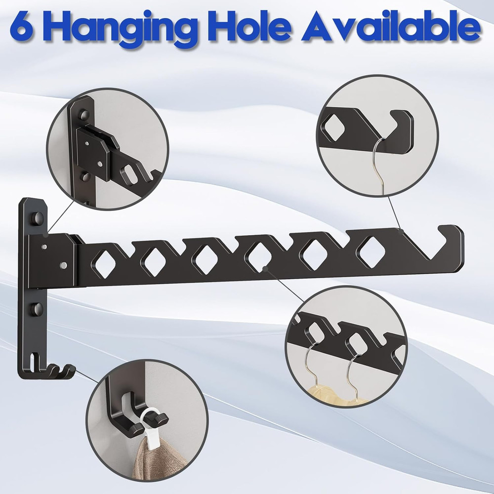 Wall Mounted Clothes Drying Rack, Wall Clothes Hanger Foldable, Laundry Hanger H