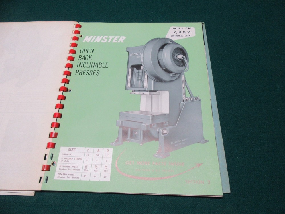 Minster Presses Machine Tool Catalogs - Booklets