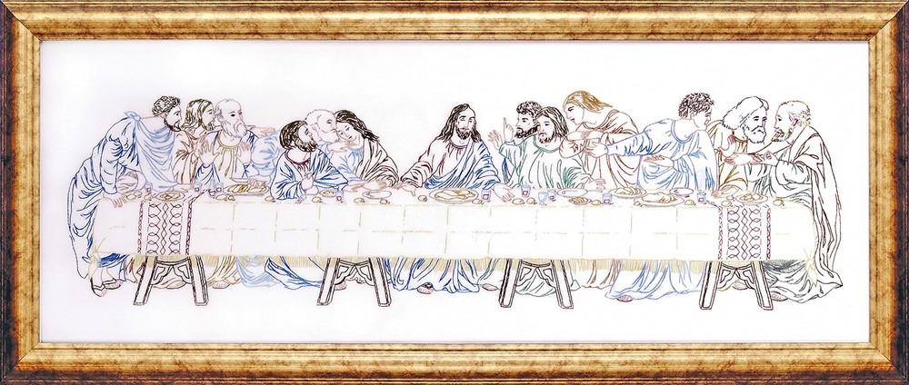 Tobin Last Supper, 9'' x 24'' Stamped Counted Cross Stitch Kit, Multicolour
