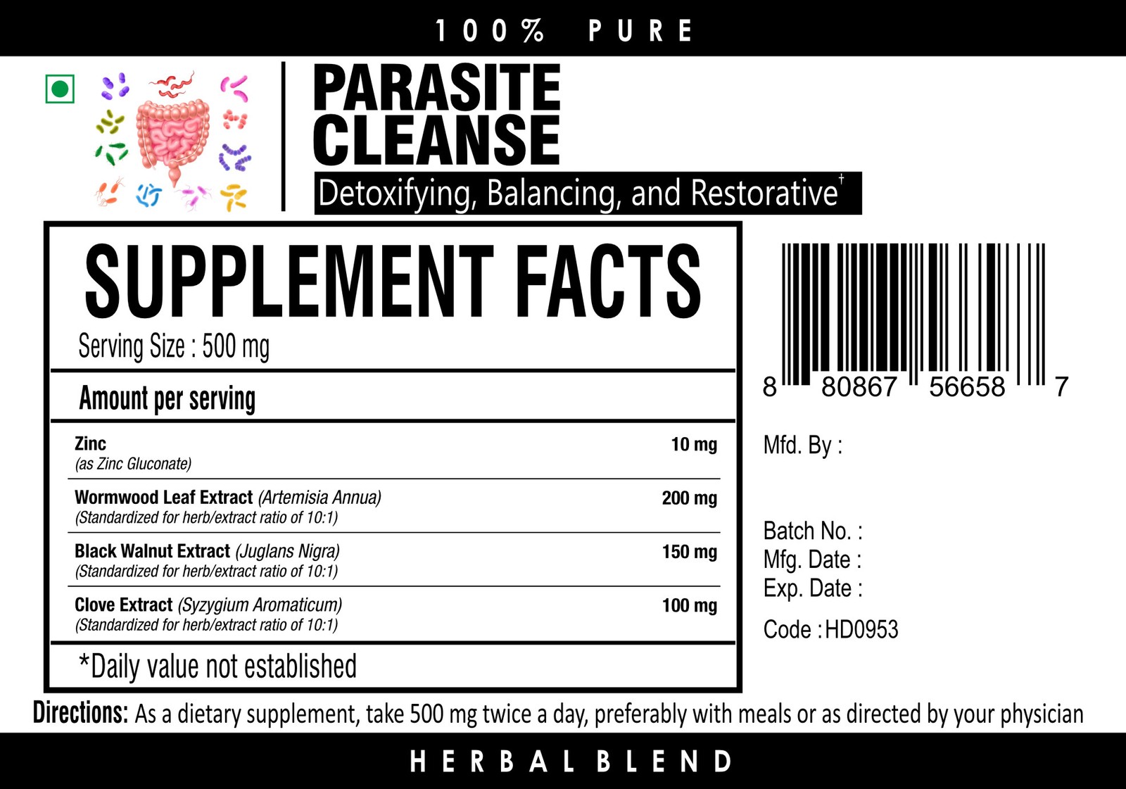 Parasite Cleanser Powder Natural Detox Cleanse | Wormwood, Black Walnut, Clove