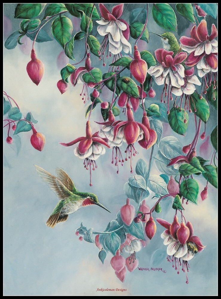 Hummingbird and Honeysuckle - Charts Counted Cross Stitch Pattern Needlework