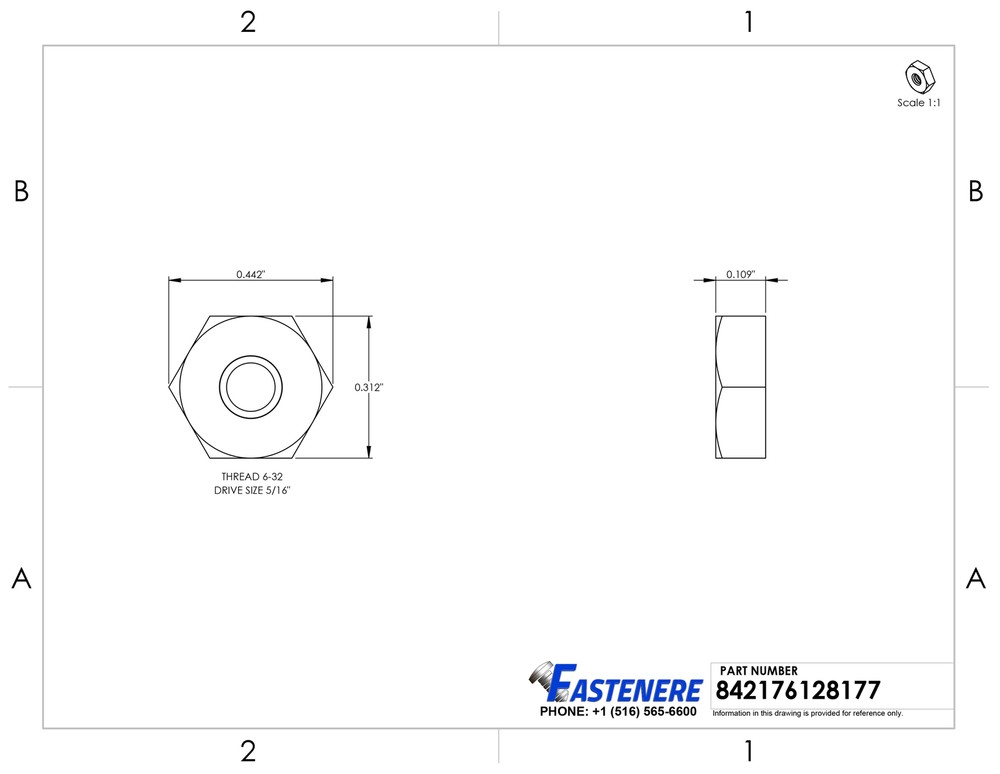 6-32 Machine Screw Hex Nuts Solid Brass Qty 50