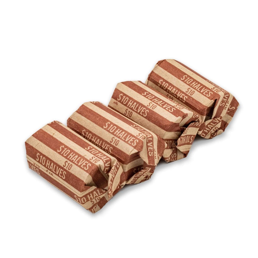 Half Dollar Coin Wrappers, 100 Flat Striped Wrappers Brown