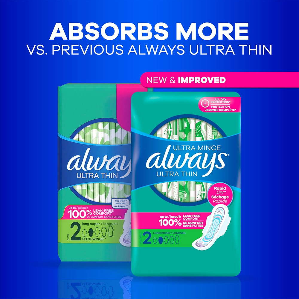 Ultra Thin Pads with Wings, Size 1, Regular, 46 Count