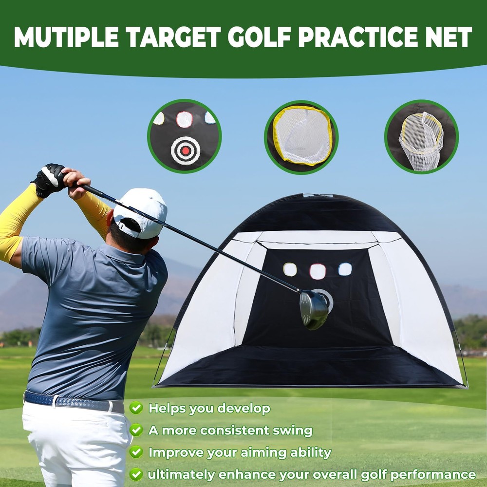 Golf Net 10x7ft Golf Practice Net and Mat for Backyard Home Training