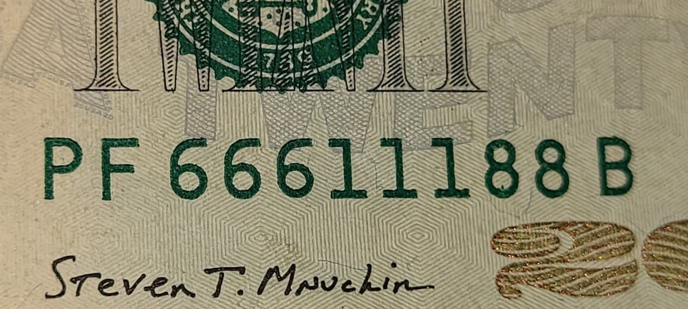 2017A $20 Bill - Fancy Serial Number 66611188