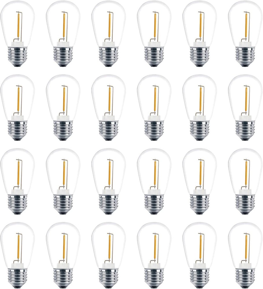 24 Pack LED S14 Replacement Light Bulbs, Shatterproof Outdoor E26 Warm White