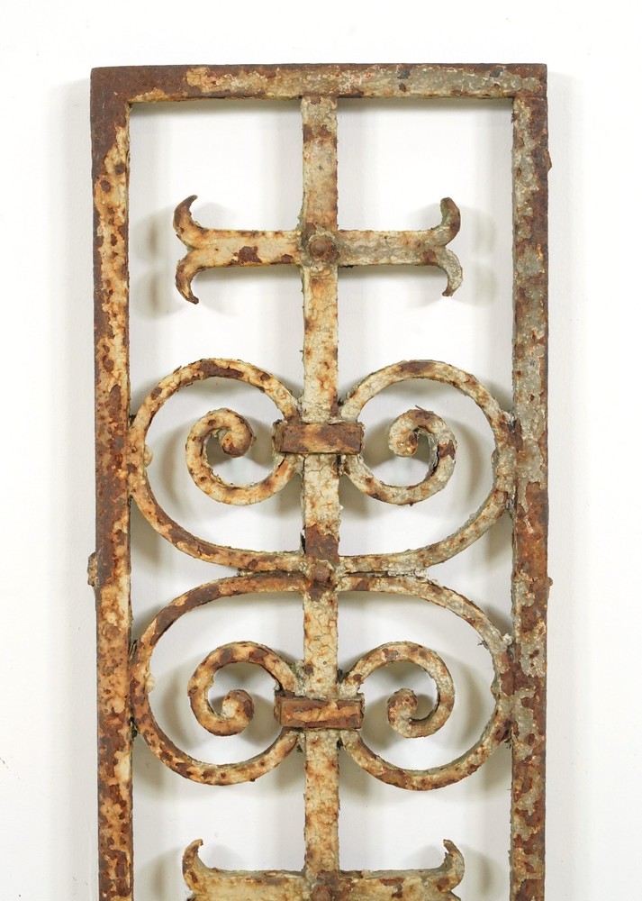 Vintage European Distressed Cast Iron Grill Panel