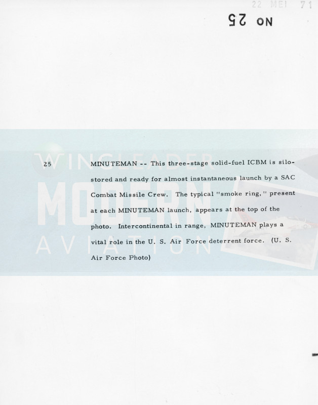 Minuteman - Three-stage solid fuel ICBM - Original Photo 22.05.71