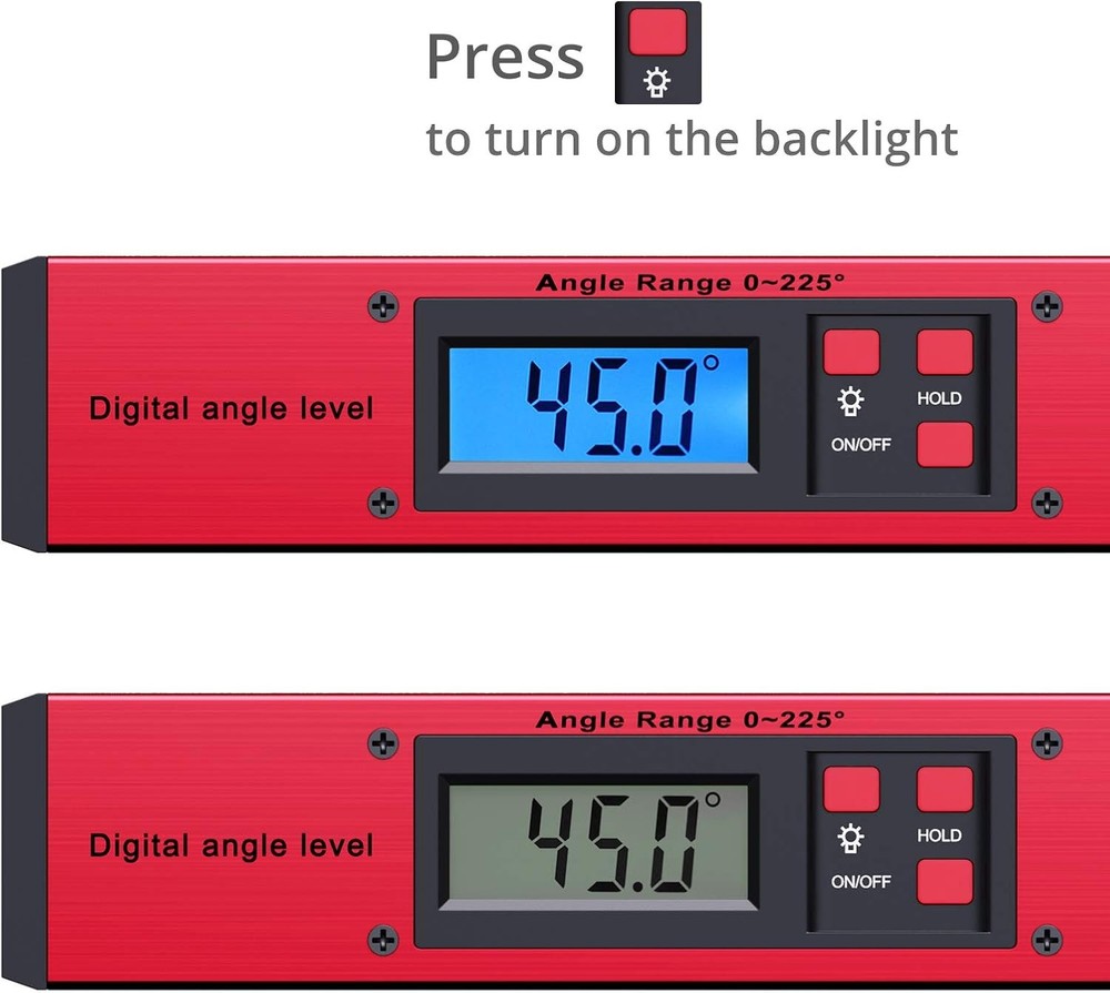 Proster Digital Angle Finder Gauge - 0~225° LCD Red
