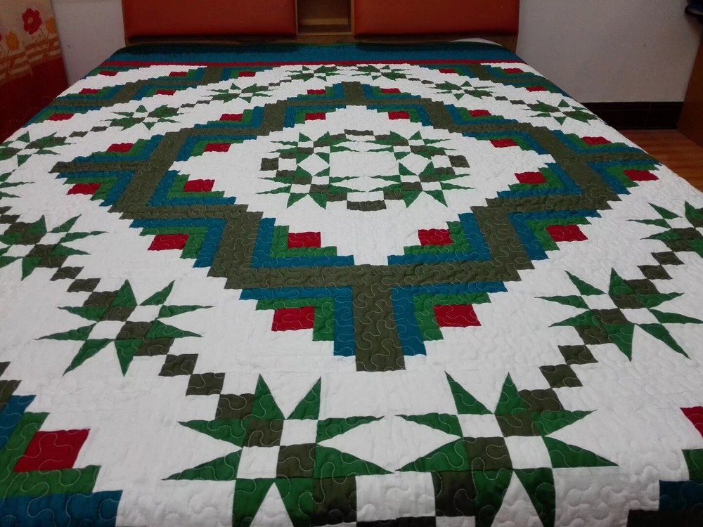 Queen Size Star Patchwork Quilt #J-98