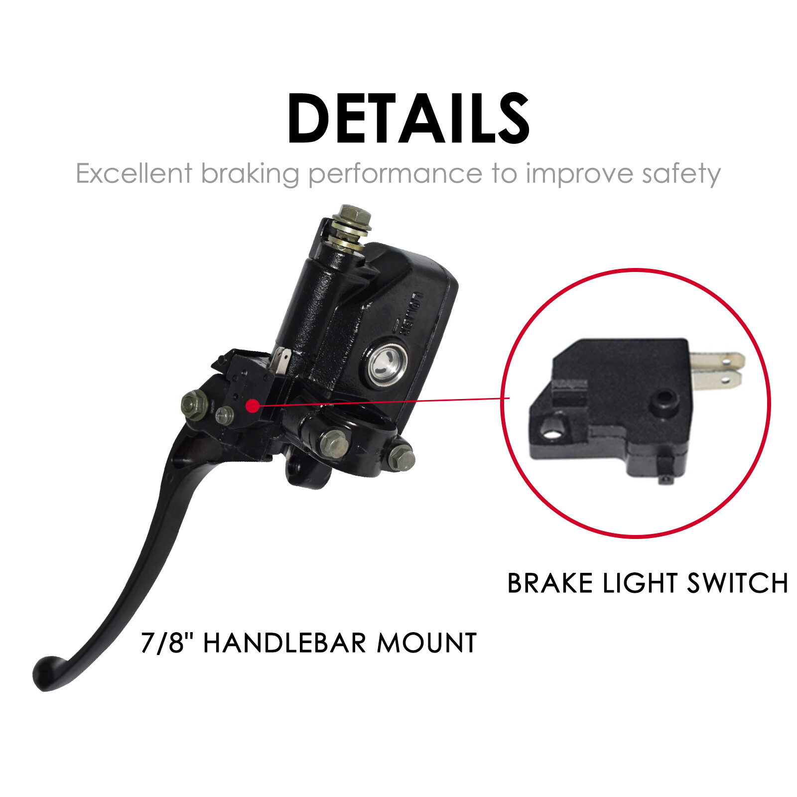 Motorcycle 7/8" Handlebar Hydraulic Brake Master Cylinder with Wire Clutch Lever