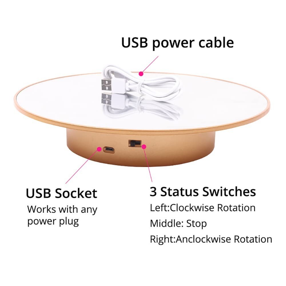 Motorized Rotating Display Stand - 25CM/8KG 360 Electronic Turntable for Mann...